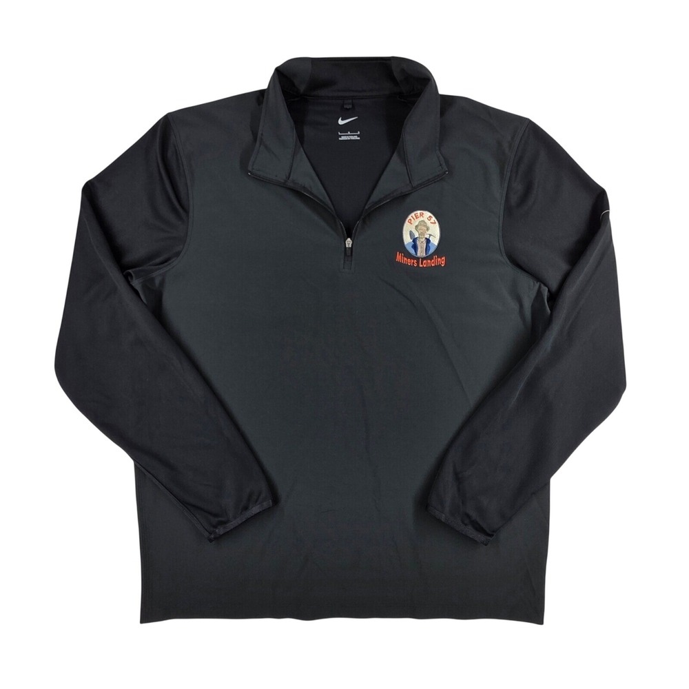 Nike Mens Pier 57 Miners Landing Quarter Zip Pullover Black Large Long Sleeve